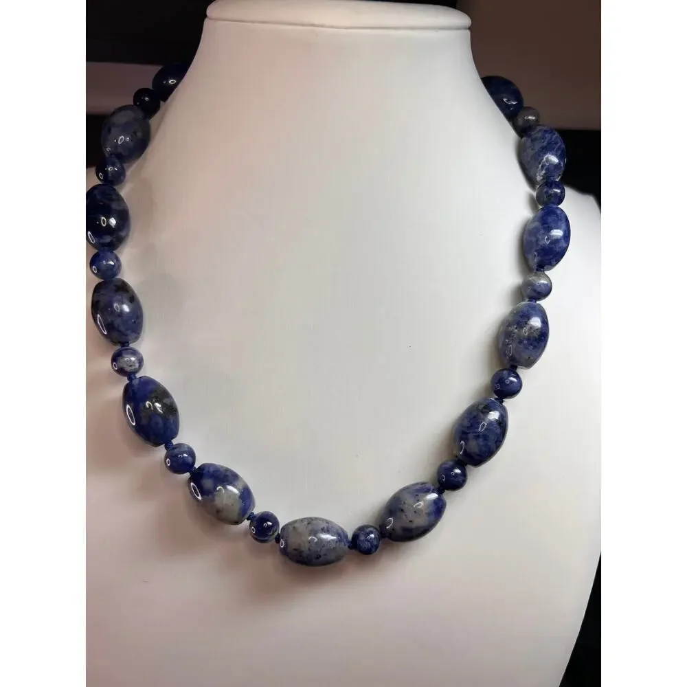 NEW sodalite necklace and bracelet with sterling silver clasp